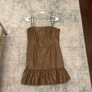 zara brown faux leather dress
